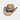 A beige raffia straw cowboy hat with a brown band featuring a metal bull ornament.