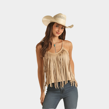 Tan Fringe Tank Top