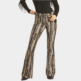 Reversible Aztec Print Flare Jeans