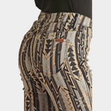 Reversible Aztec Print Flare Jeans