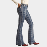 Indigo Aztec Button Flare Jean