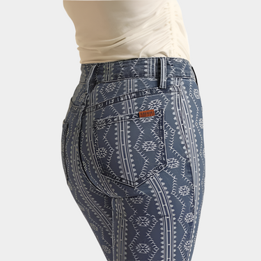 Indigo Aztec Button Flare Jean