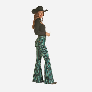 Rock and Roll Denim Women's Teal Serape Bell Bottom Jeans Women's Apparel