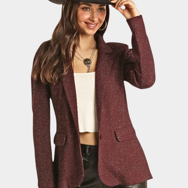 Rock & Roll Denim Burgundy Shimmer Blazer 