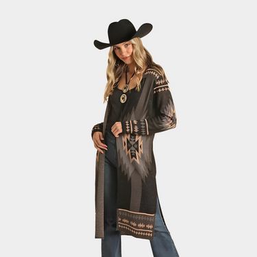 Aztec Print Duster Sweater