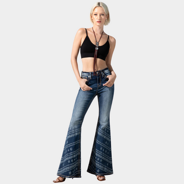 Miss Me Stars n Strips High Rise Flare Jeans