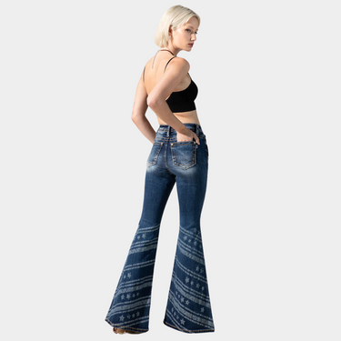 Miss Me Stars n Strips High Rise Flare Jeans