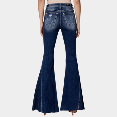 Miss Me Multi Denim Wide Flare Jeans