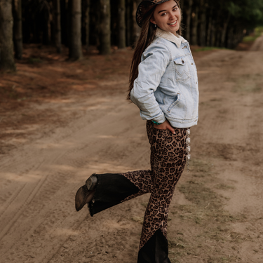 Grace In La Leopard Print Flare Jeans