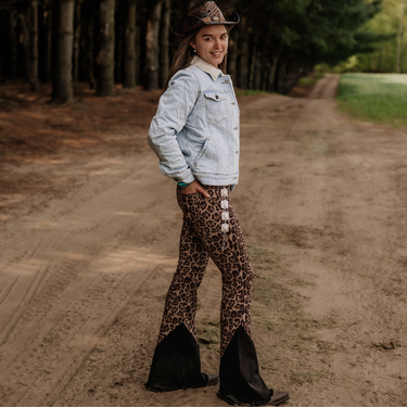 Grace In La Leopard Print Flare Jeans