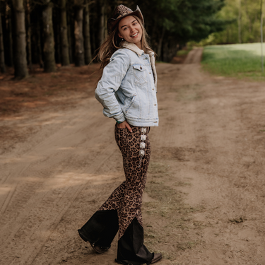 Grace In La Leopard Print Flare Jeans