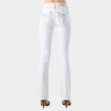 Miss Me White Cross Lines Bootcut Jeans