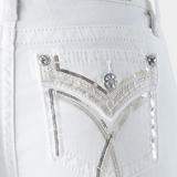 Miss Me White Cross Lines Bootcut Jeans