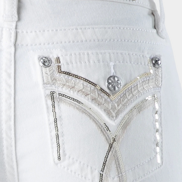 Miss Me White Cross Lines Bootcut Jeans