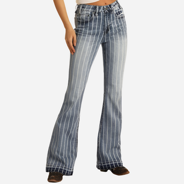 Rock and Roll Denim Women's Stripe Trouser Jeans Western Apparel