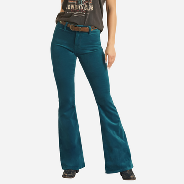 Rock and Roll Denim Women's Teal Flare Jeans Western Jeans